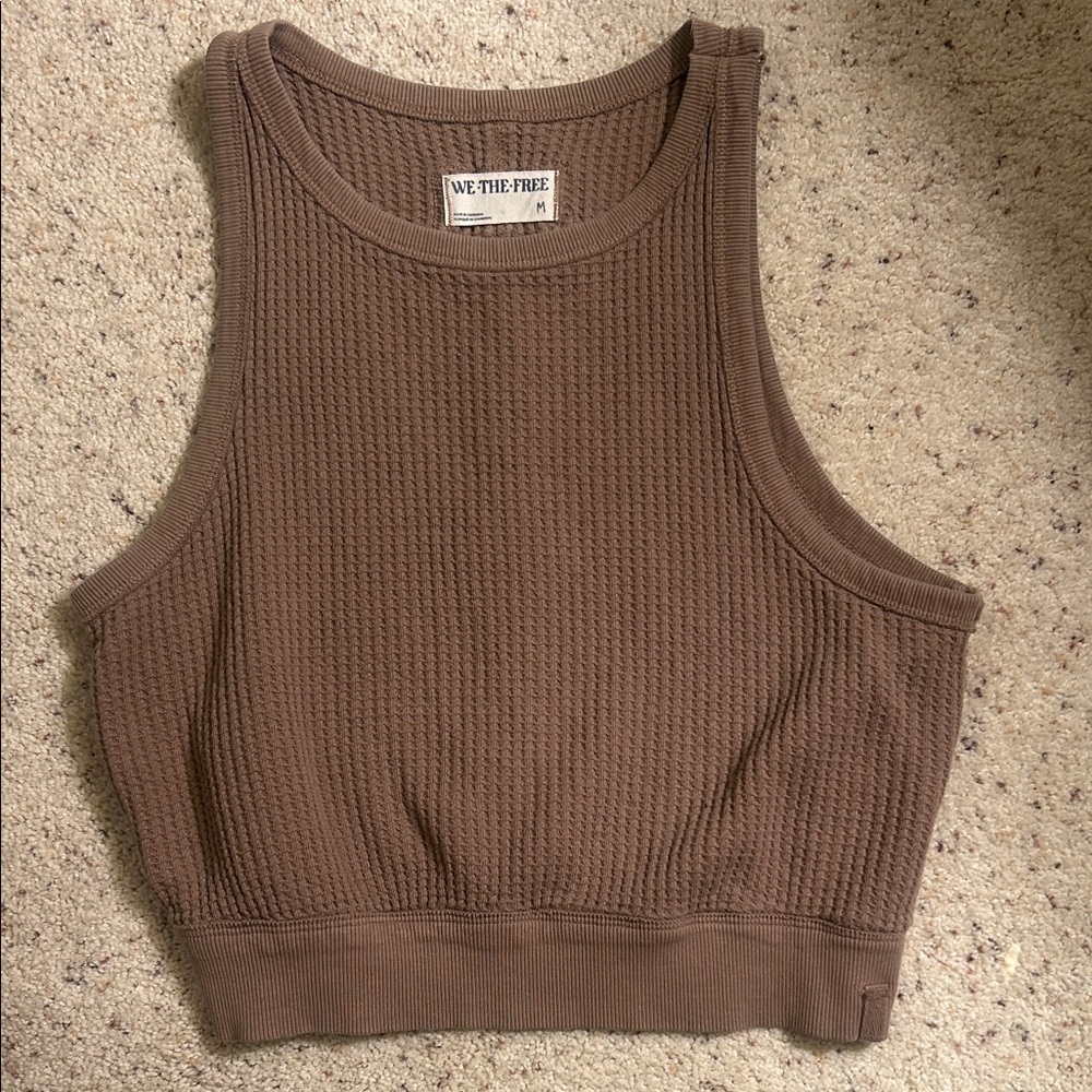 We The Free Textured Brown Crop Top